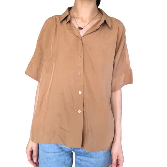 MANGO Casual Short-sleeve Button-down Blouse - Picture 1 of 4